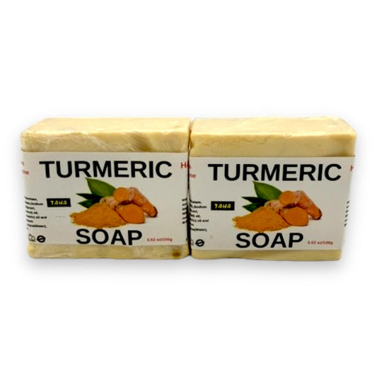 Taha Turmeric Soap Bar Hand made & Moisturizing, Cleansing - Great for Dry skin, and More, Natural Scent, 3.52 Oz (Pack of 2)