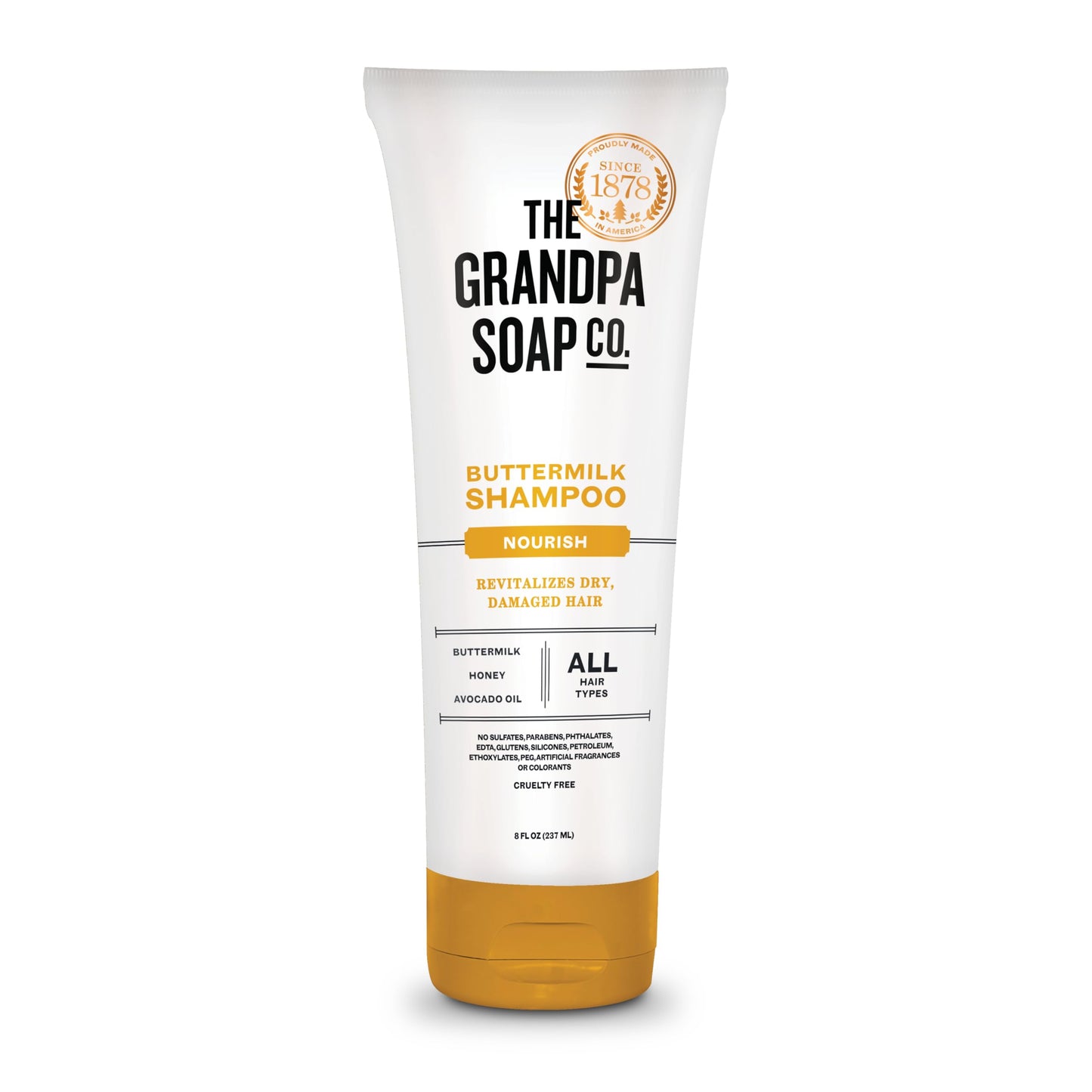 The Grandpa Soap Company Buttermilk Shampoo - Nourishing Formula to Help Revitalize Dry and Damaged Hair, With Honey & Avocado Oil, Vegan, Sulfates