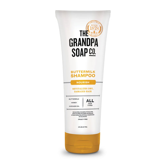 The Grandpa Soap Company Buttermilk Shampoo - Nourishing Formula to Help Revitalize Dry and Damaged Hair, With Honey & Avocado Oil, Vegan, Sulfates