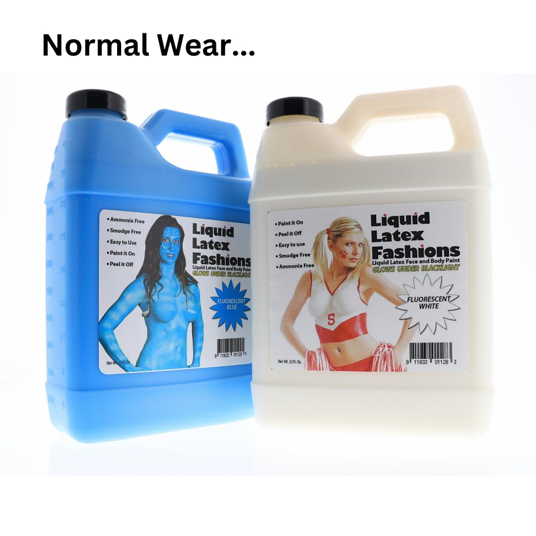 32oz Fluorescent Blue - Liquid Latex UV Black Light Body Paint