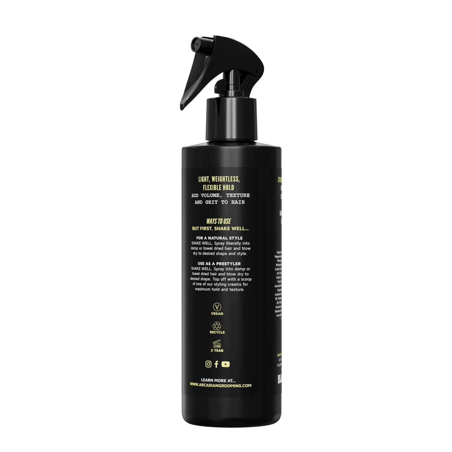 Arcadian Texture Spray - Volumizing Pre-Styler & Finisher with Aloe, Tea Tree & Peach Kernel Oil - Matte Finish, Lightweight Hold - 8 oz