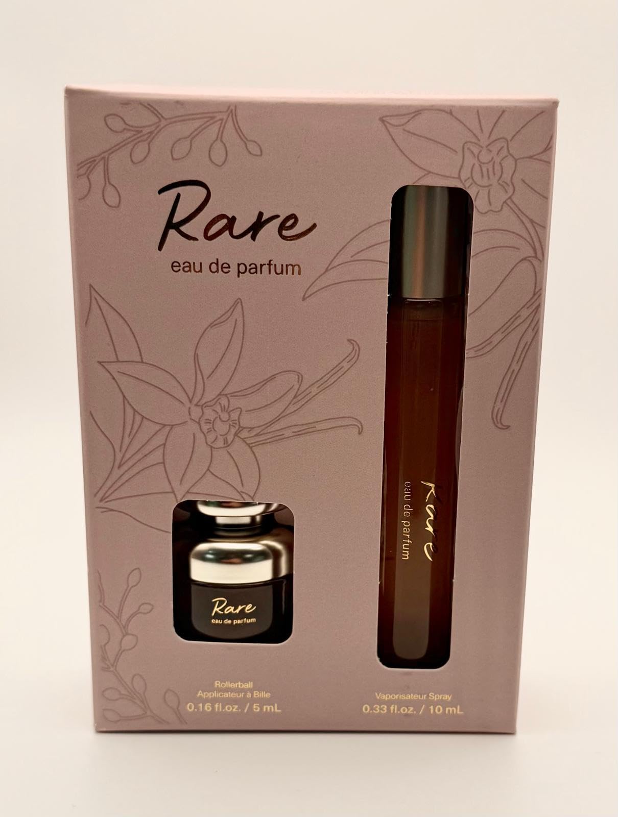 Rare Eau de Parfum Set - Warm & Spicy Vanilla Ginger Scent with Sandalwood & Musk Notes, 10mL Spray + 5mL Rollerball
