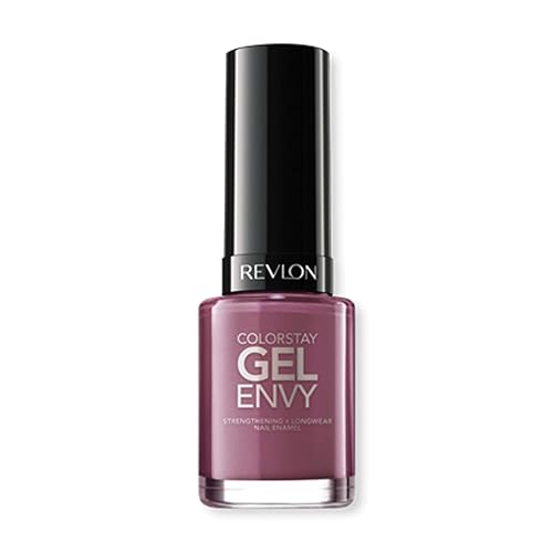 Revlon ColorStay Gel Envy Longwear Nail Polish, with Built-in Base Coat & Glossy Shine Finish, in Plum/Berry, 460 Hold 'Em, 0.4 oz