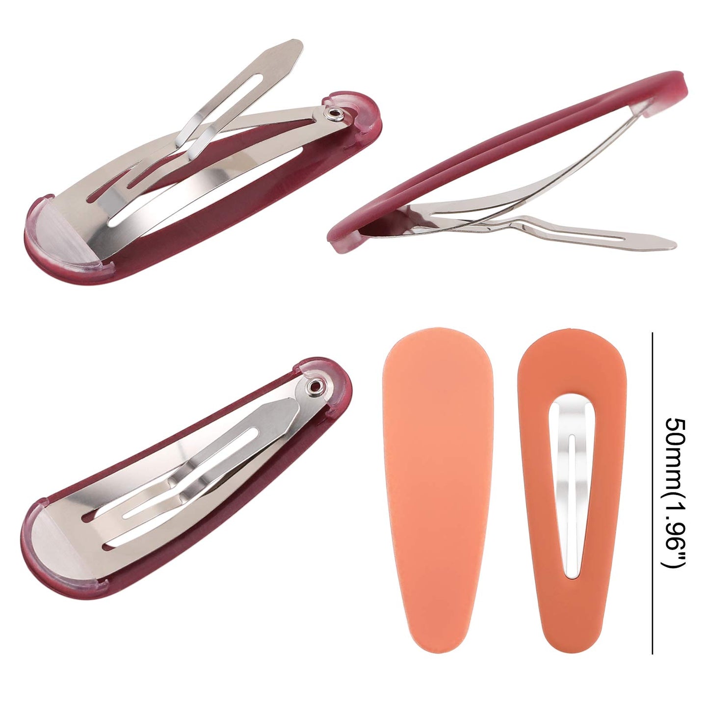 Boobeen 20 Pack Hair Clips - Acrylic Metal Snap Hair Clips for Women -Matte Hair Barrettes for Girls - Hairpins Fashion Accessories for Kids Teens