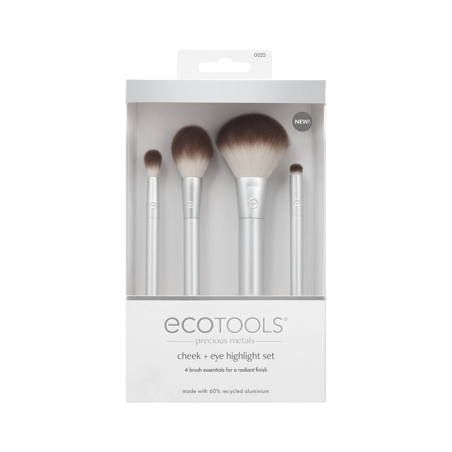 EcoTools Precious Metals Cheek & Eye Highlight Makeup Brush Kit, for Eyeshadow, Blush, & Powder Products, Eco Friendly, Cruelty Free Face Brushes
