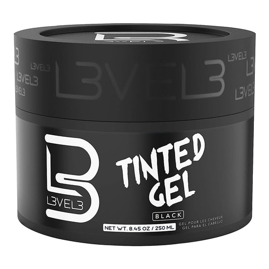 L3 Level 3 Black Tinted Hair Gel - Cover Grays Instantly & Style with Strong Hold - Temporary Color - Adds Volume, Texture & Shine - Flake-Free