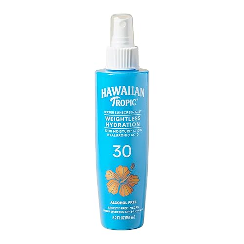 Hawaiian Tropic Weightless Hydration Water Mist for Body SPF 30, 5.2 Fl Oz | Hawaiian Tropic Body Spray Sunscreen Mist, Water Based SPF 30