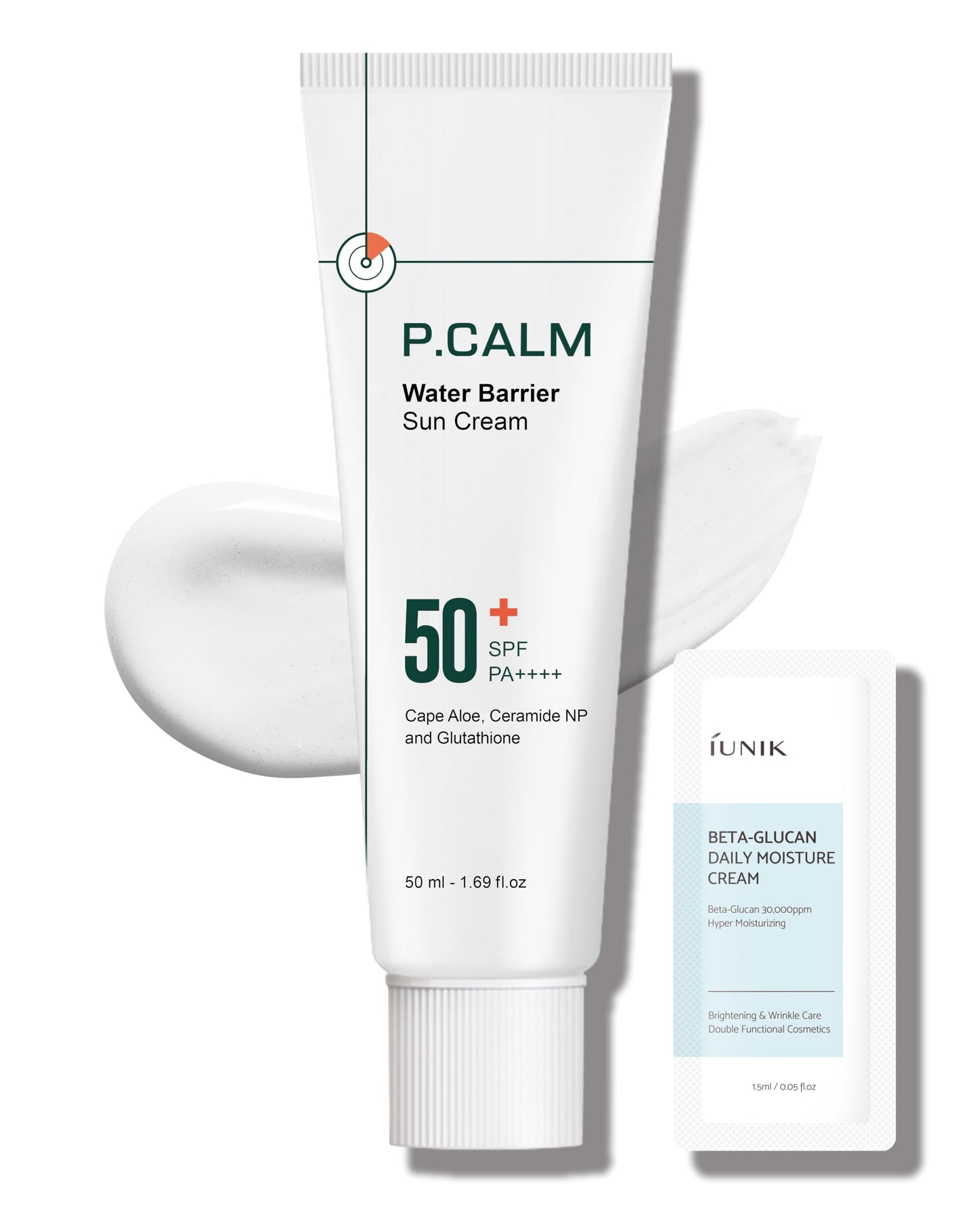P.CALM Water Barrier Moisturizing Sun Cream Matte-Finish No White Cast SPF 50+ PA++++ Vegan Calming Moisture Daily Sunscreen for Dry Oily Sensitive
