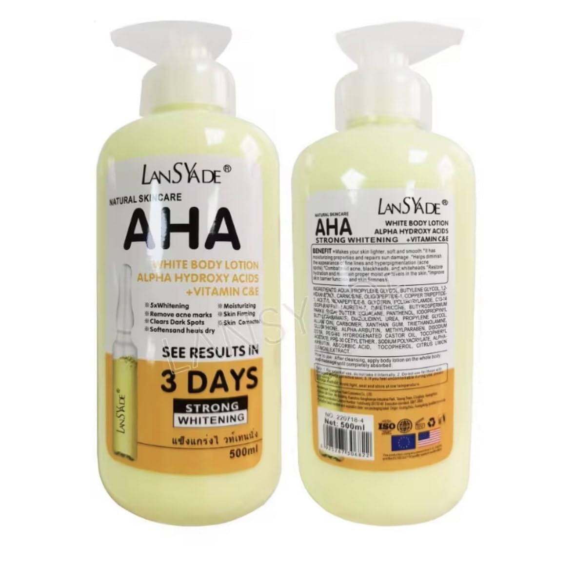 LanSYade AHA Body Lotion with Vitamin C&E, 500ml