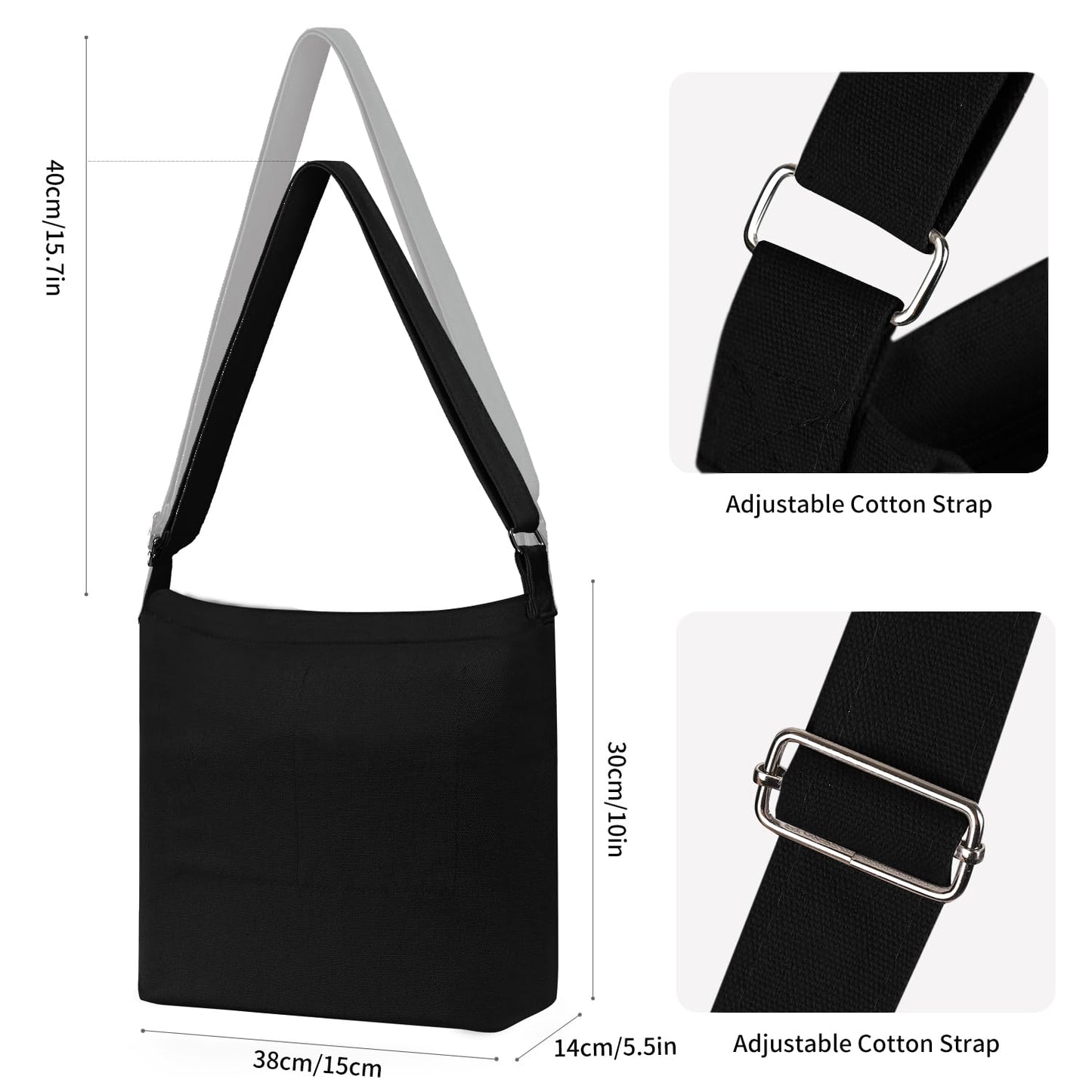 Draw blank Black Women's blank large Size Canvas Crossbody Tote Handbags Shoulder Bag Hobo Casual Tote Diy/gifts/aesthetic/personalized