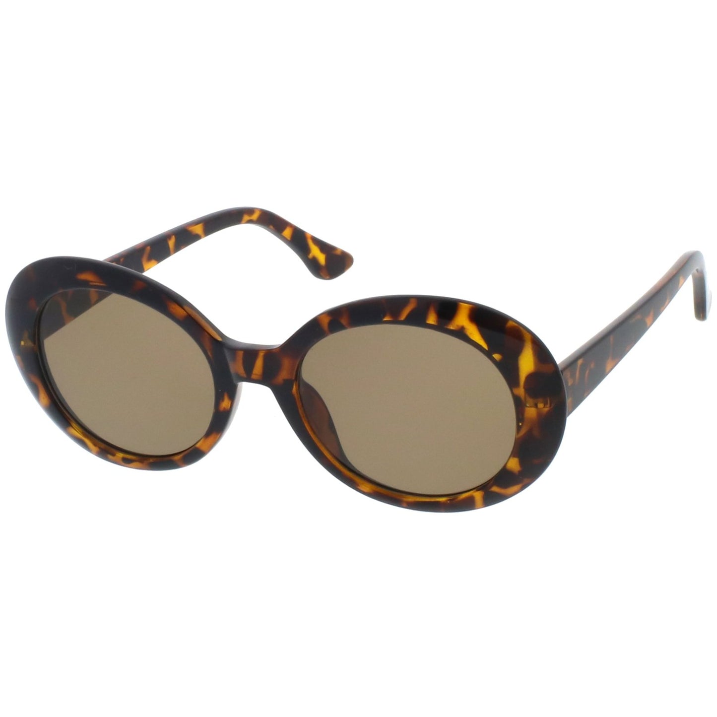 zeroUV - Large Clout Goggles Thick Oval Frame Sunglasses with Round Lens 53mm (Tortoise/Brown)