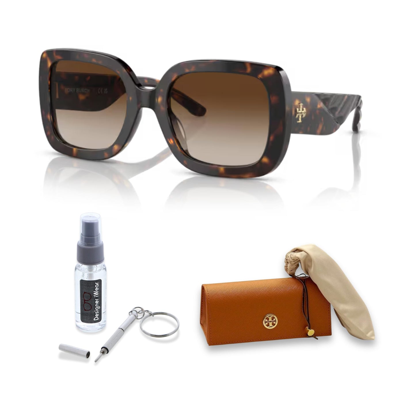 Tory Burch TY7179U 172813 54MM Dark Tortoise/Brown Gradient Cateye Sunglasses for Women +BUNDLE with ACCESSORY EYEWEAR KIT