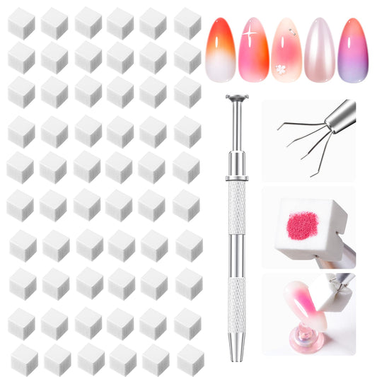 Modelones 150pcs Nail Sponges for Ombre, Nail Art Sponge with Grabbing Pen Reusable Soft Sponges for Gradient Ombre Blush Chrome Design Effects Beauty and Personal Care modelones Default Title