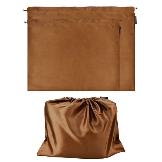 2 Pack Dust Bags for Handbags Silk Dust Cover Bag for Handbags Purses Shoes, Dustproof Drawstring Bag Travel Storage Pouch (Brown)
