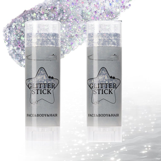 TAIKELOP 2 PCS Face Body Glitter, Face Glitter Body Gel Sequins Shimmer Liquid Eyeshadow, Hair Glitter Sparkles Chunky Face Glitter Gel for Girls
