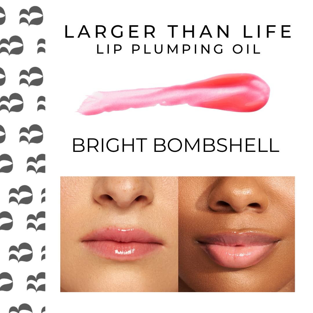 Rinna Beauty Larger Than Life Lip Plumping Oil - Bright Bombshell - Moisturizes & Hydrates Lips - Natural Plumping Over Time - Vegan, Cruelty-Free, &