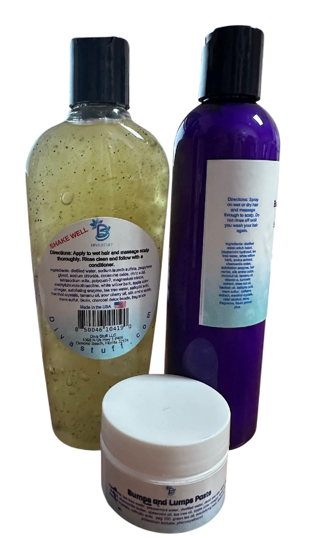 Bumps and Lumps Shampoo, Leave In Conditioner and Night Time Paste, For Problematic Lumps and Bumps on The Scalps, By Diva Stuff