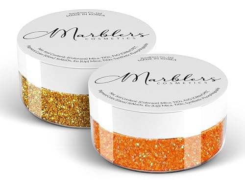 MARBLERS Twinkle Face & Body Glitter Duo [Honey Gold & Rainbow Orange] 0.36oz (10g) | Non-Toxic | Cruelty-Free | Eyeshadow, Nail Polish, Nail Art |