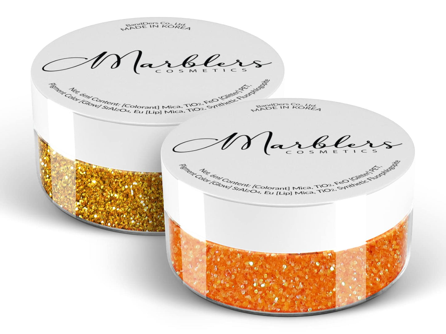 MARBLERS Twinkle Face & Body Glitter Duo [Honey Gold & Rainbow Orange] 0.36oz (10g) | Non-Toxic | Cruelty-Free | Eyeshadow, Nail Polish, Nail Art |
