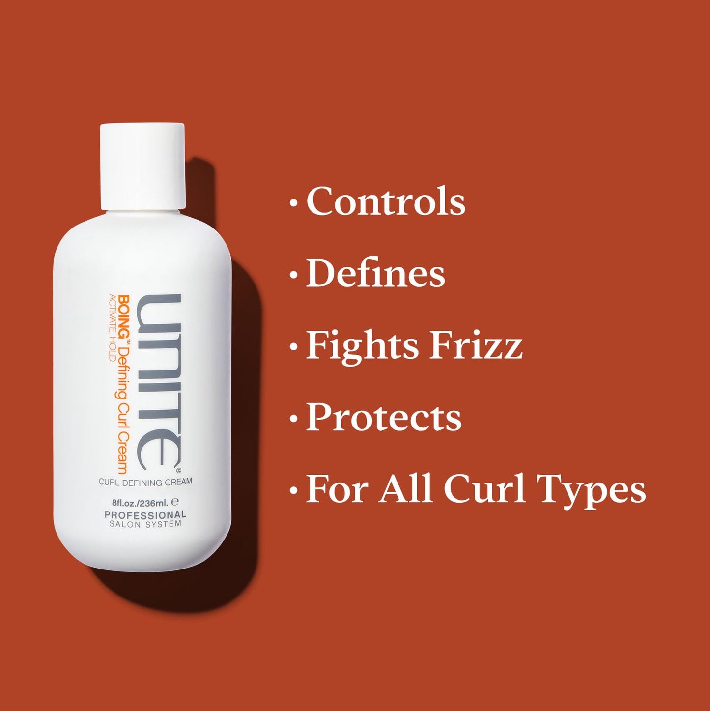 UNITE Hair - BOING Defining Curl Cream - Moisturizing Cream to Define, Control, and Hold Curls - Frizz-Free, UV and Heat Protection, Paraben-Free, 8