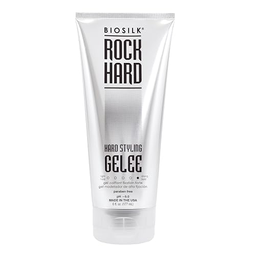 BioSilk Rock Hard Gel, Firm-Hold Hair Gel for Long-Lasting Styles, Shapes, Defines & Adds Shine, Sulfate-Free, Paraben-Free, Cruelty-Free, 6 Oz