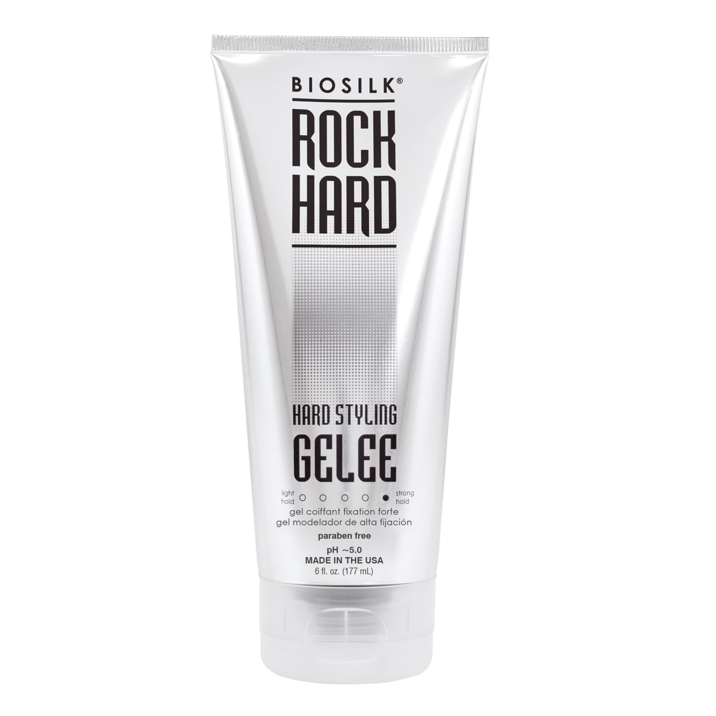 BioSilk Rock Hard Gel, Firm-Hold Hair Gel for Long-Lasting Styles, Shapes, Defines & Adds Shine, Sulfate-Free, Paraben-Free, Cruelty-Free, 6 Oz