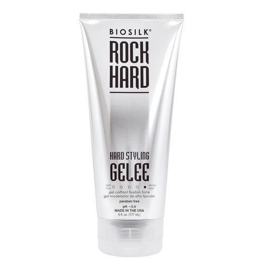 BioSilk Rock Hard Gel, Firm-Hold Hair Gel for Long-Lasting Styles, Shapes, Defines & Adds Shine, Sulfate-Free, Paraben-Free, Cruelty-Free, 6 Oz