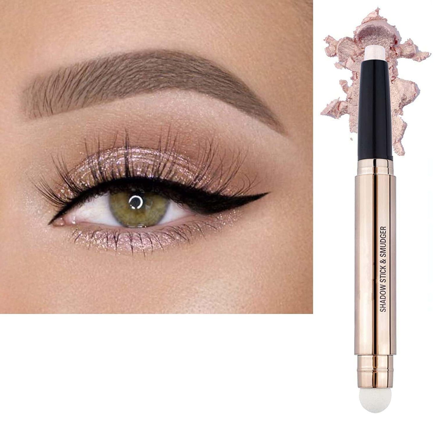 May Foltran Sand Shimmer #02 Cream Eyeshadow Pencil, Nude Pink Sparkle, Hypoallergenic Waterproof Long Lasting Eye Shadow Stick, Multi-Dimensional