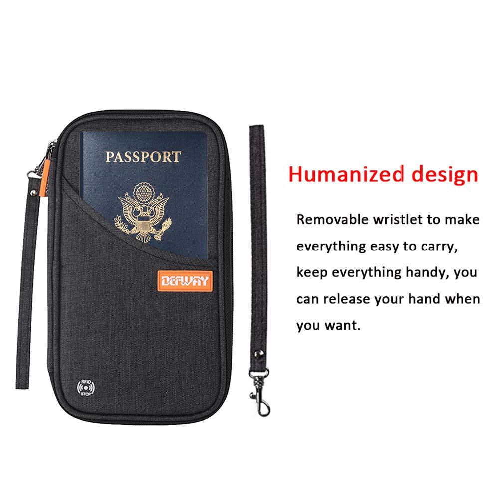 defway Family Passport Holder – RFID Blocking Travel Wallet for 4 Passports, Document Organizer & Travel Essentials for Men & Women, Black