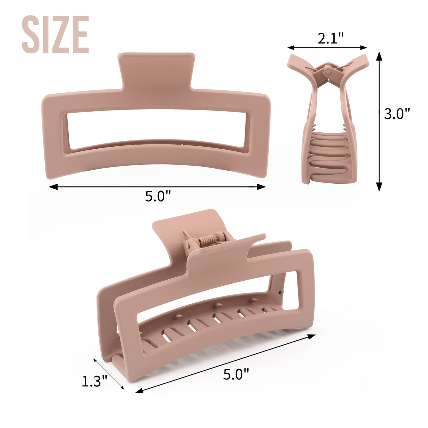 ZYTJ 5 Inche Extra Large Claw Clips for Thick Hair and Long Hair, 4 Pack Xl Jumbo Claw clips, Oversized Matte Non-slip Rectangle Hair Clips for Women Beauty and Personal Care ZYTJ