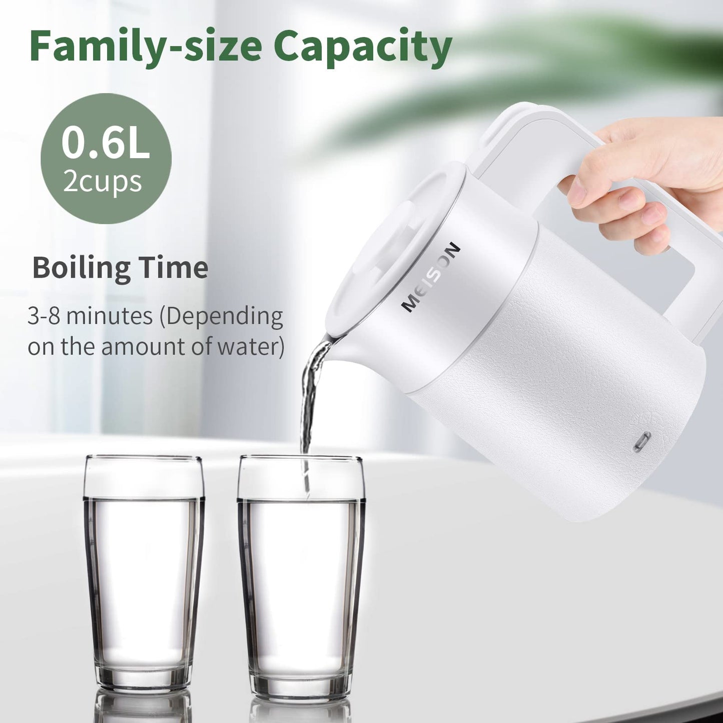 0.6L Small Electric Kettles Stainless Steel, Travel Mini Hot Water Boiler Heater, Double Wall Cool Touch Portable Teapot, Auto Shut-Off & Boil-Dry…