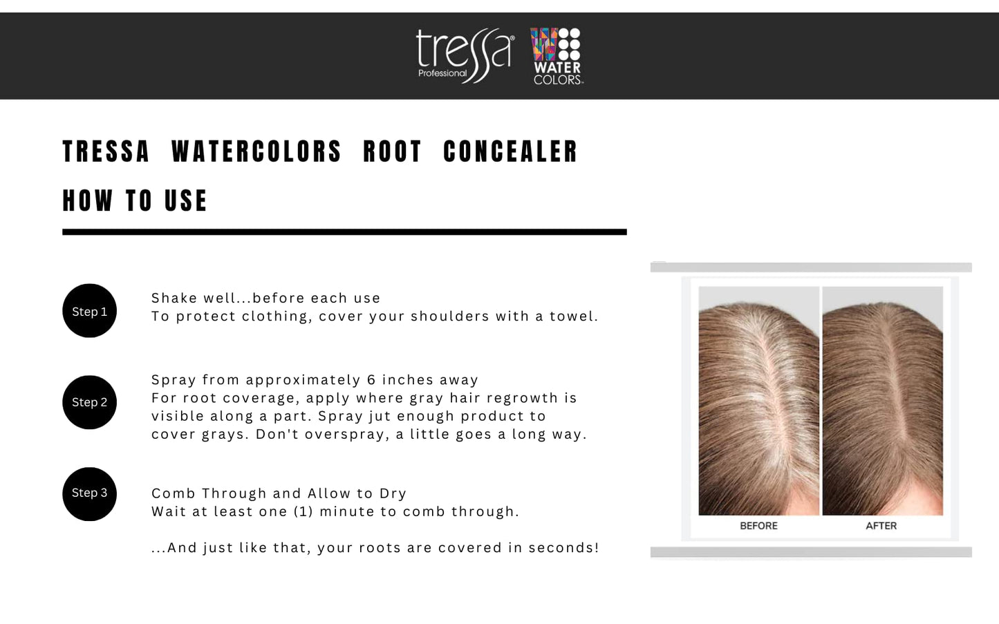 Watercolors Root Concealer Touch Up Texture & Volume Spray, Covers Gray Roots & Regrowth. (Light Brown)