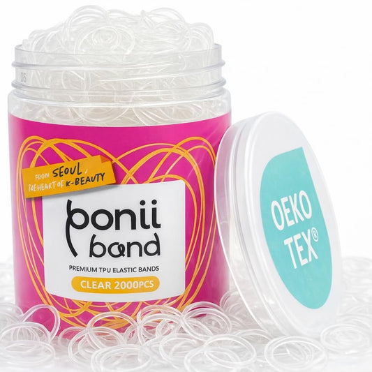 [Made in Korea] PONIIBAND Non-Toxic & Safe 2000pcs 0.8-Inch Clear Elastic Hair Bands - Ouchless Mini Small Rubber Bands for Kids Girls Hair Ties Beauty and Personal Care PONIIBAND Default Title