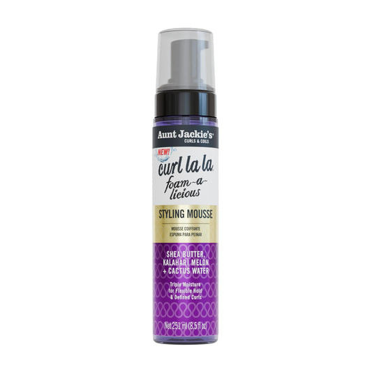 Aunt Jackie's Curls & Coils Curl La La Foam-a-licious Styling Mousse, 8.5 fl oz - Triple Moisture for Flexible Hold and Defined Curls