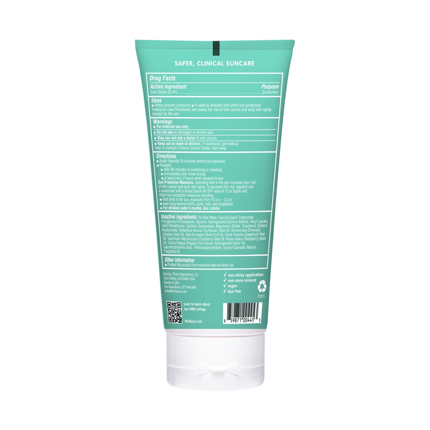 Thinkkids SPF 50+ Mineral Sunscreen, 6 Fl Oz - Safe, Natural Baby Mineral Sunscreen for Children - Water Resistant Sun Cream - Broad Spectrum UVA/UVB Beauty and Personal Care THINK