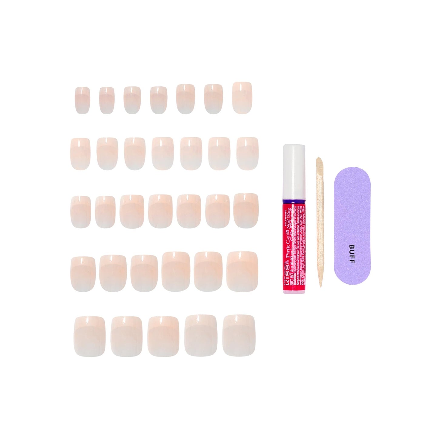 Kiss Core, Press On Nails, Nail glue included, 'Your Moment', Pink, Real Short Size, Squoval Shape, Includes 32 Nails, 2g Glue, 1 Manicure Stick, 1 Beauty & Personal Care KISS