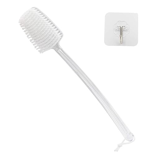 Mczxon Bath Body Back Shower Brush with Curved Long Handle for Exfoliating Skin Improve Blood Circulation, Clear Back Scrubber Bath Wet or Dry
