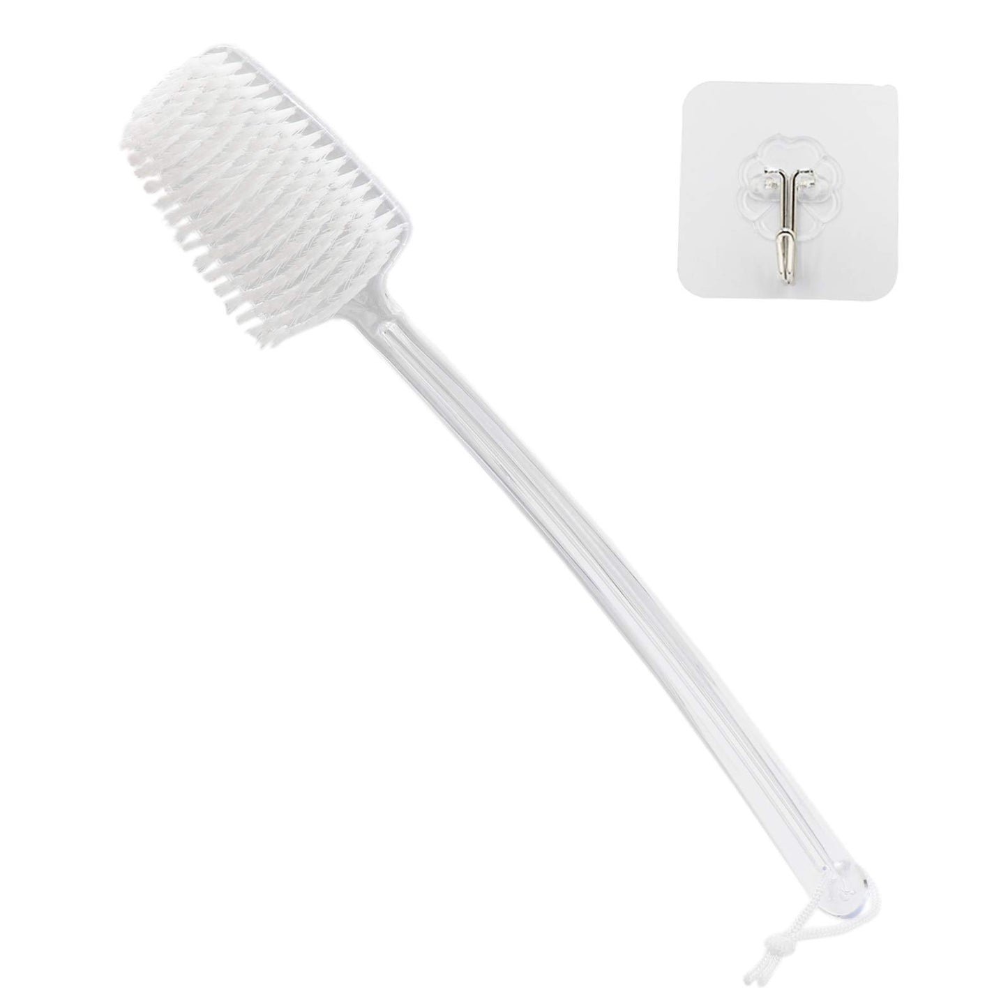 Mczxon Bath Body Back Shower Brush with Curved Long Handle for Exfoliating Skin Improve Blood Circulation, Clear Back Scrubber Bath Wet or Dry