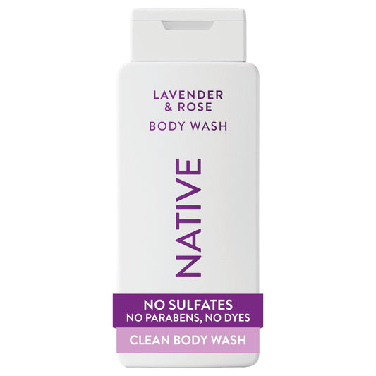 Native Lavender & Rose Scent 24-Hr Refreshing Clean Body Wash for Women & Men, for All Skin Types Incl. Sensitive, Leaves Skin Feeling Clean & Soft