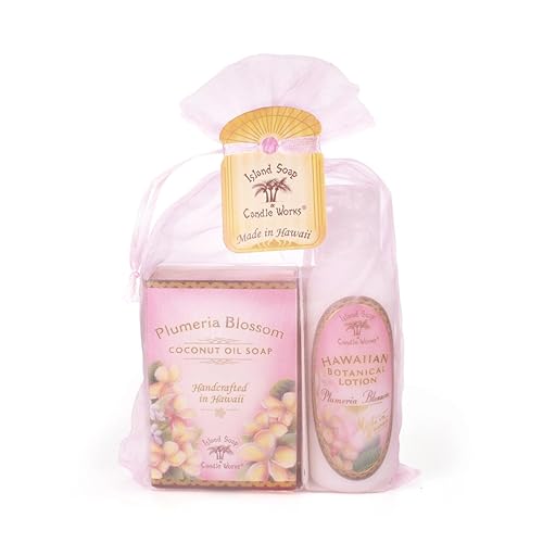 Island Soap & Candle Works, Soap and Lotion Organza Set, Plumeria