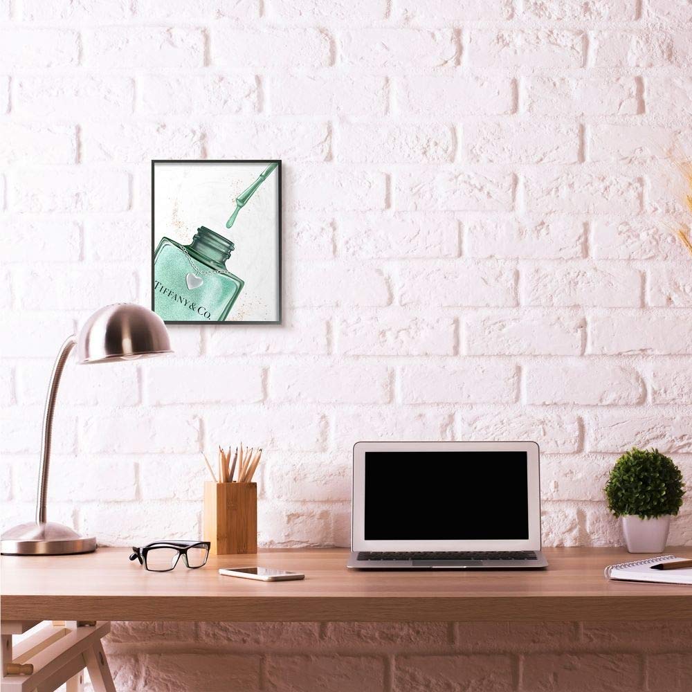 Stupell Industries Makeup Nail Polish Brush Cyan Drip Fashion Design Framed Wall Art, Multi-Color