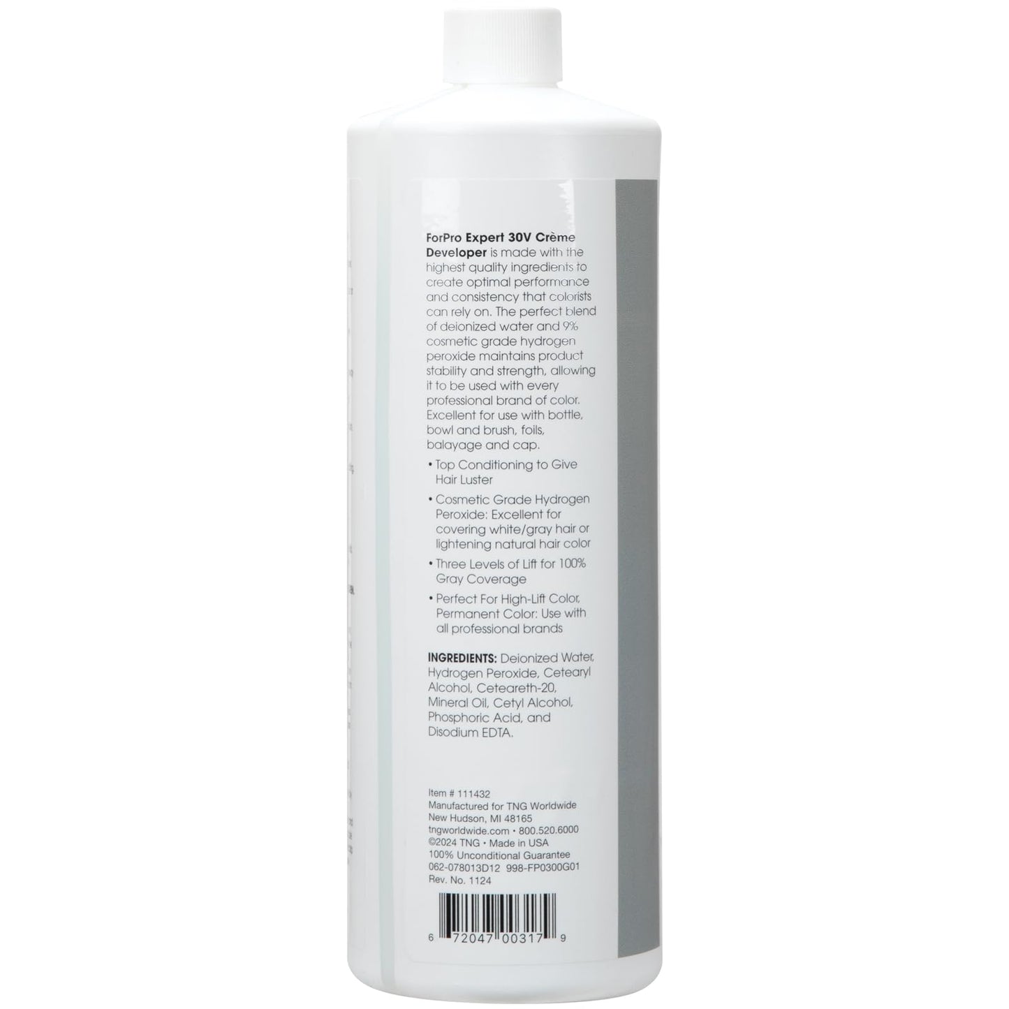 ForPro Expert 30 Volume Crème Developer, 32 Fl Oz - for Hair Lightening, Gray Coverage & Color Deposit with Extra Lift