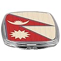 Rikki Knight Compact Mirror on Distressed Wood Design, Nepal Flag, 3 Ounce