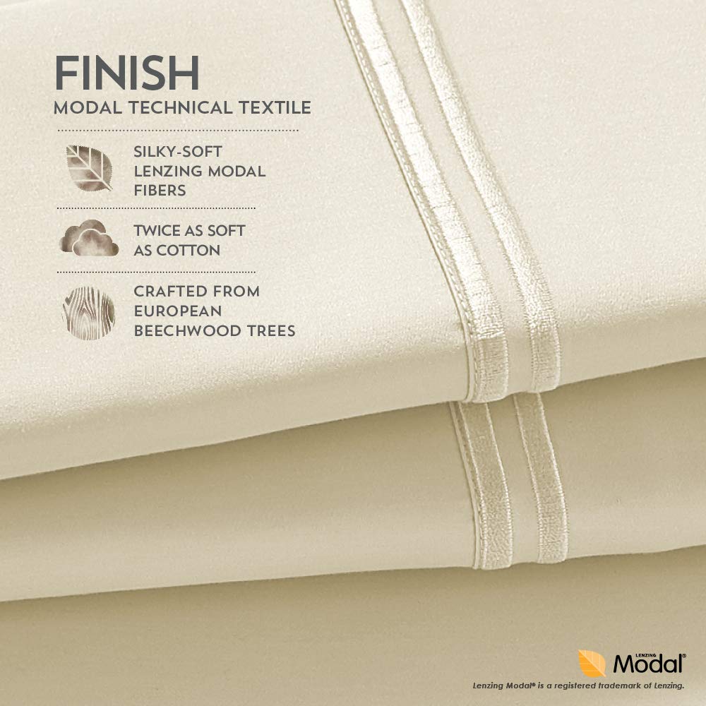 PureCare Elements Modal Pillowcase Set Featuring an enveloping Design, Standard, White (PCSMPC-S-WH)