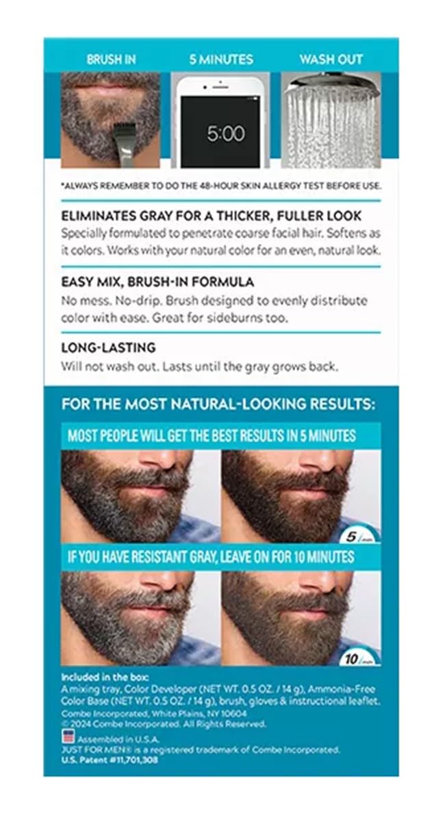 Just for Men Mustache & Beard #M-50 Darkest Brown Color Gel (Case of 6)