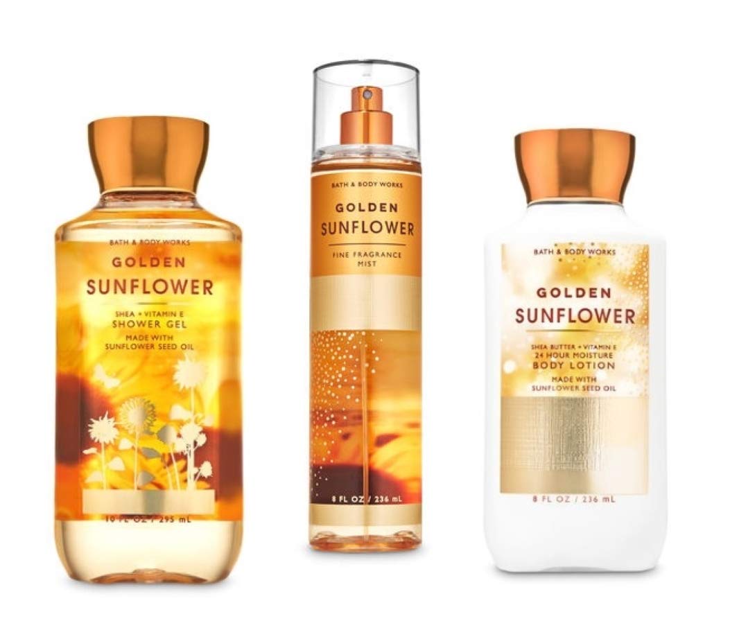 Bath & Body Works - Golden Sunflower - Daily Trio - Fall 2020 - Shower Gel, Fine Fragrance Mist & Body Lotion