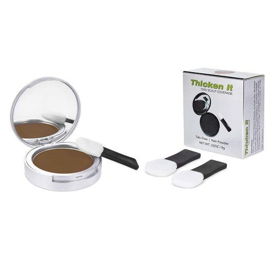 Thicken It 100% Scalp Coverage Hair Powder - LIGHT BROWN - Talc-Free .32 oz. Water Resistant Hair Loss Concealer for men and women. Naturally Thicker