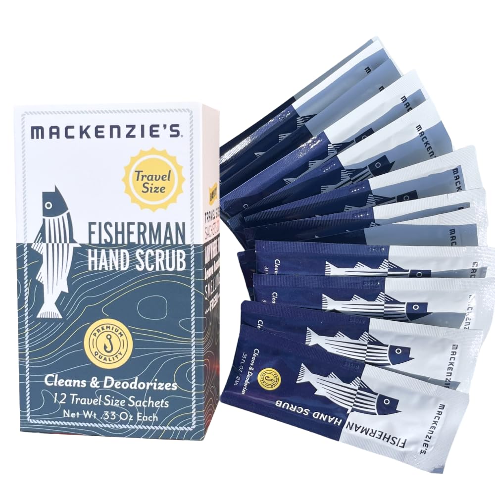 MACKENZIE'S Fisherman Hand Scrub Travel Size Packets - Gifts for Fishermen - Gifts for Men - Father's Day - Gifts for Cooks - Cleansing & Deodorizing
