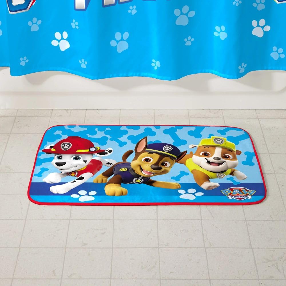Nickelodeon Paw Patrol Kids Bath Rug Mat, Polyester Foam, Skid-Resistant, 30 x 20, Blue