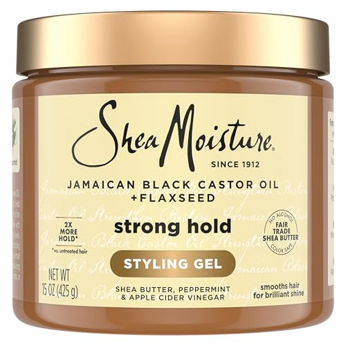 SheaMoisture Strong Hold Styling Gel+Flaxseed Jamaican Black Castor Oil Gives Controlled Style,AllDay Hold,Infused With Castor Seed Oil,SheaButter